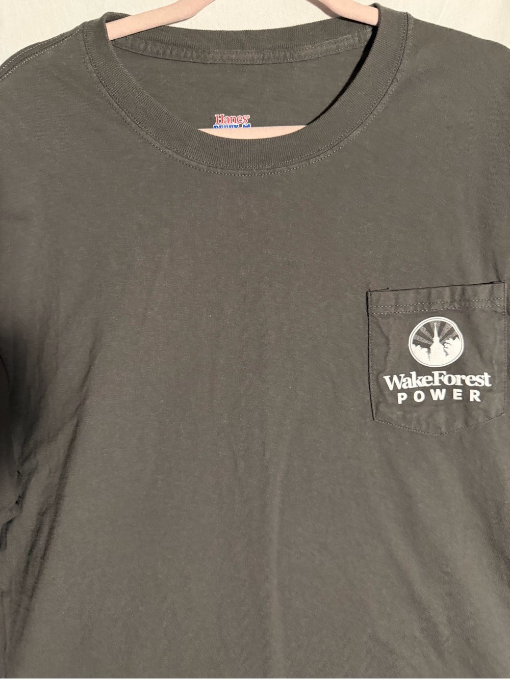 #464 Hanes Men’s Pocket T-Shirt - Black with Wake Forest Power Logo